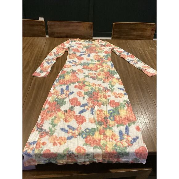Sonnet James immy floral ribbed Long Sleeve sweater Dress Multicolor long midi S - Picture 8 of 14